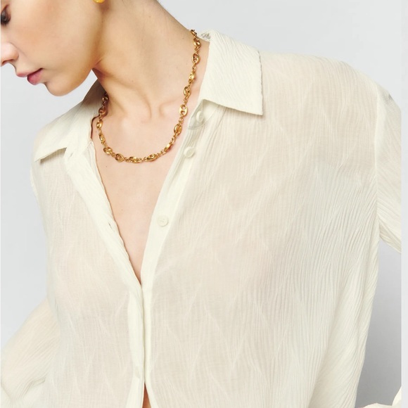 NWOT Reformation Sky Top in Crinkle Ivory (M) - Picture 2 of 3